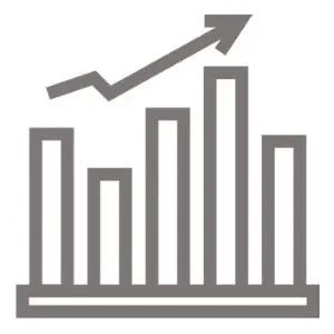 Icon of a bar chart with an upward arrow, indicating growth or improvement.