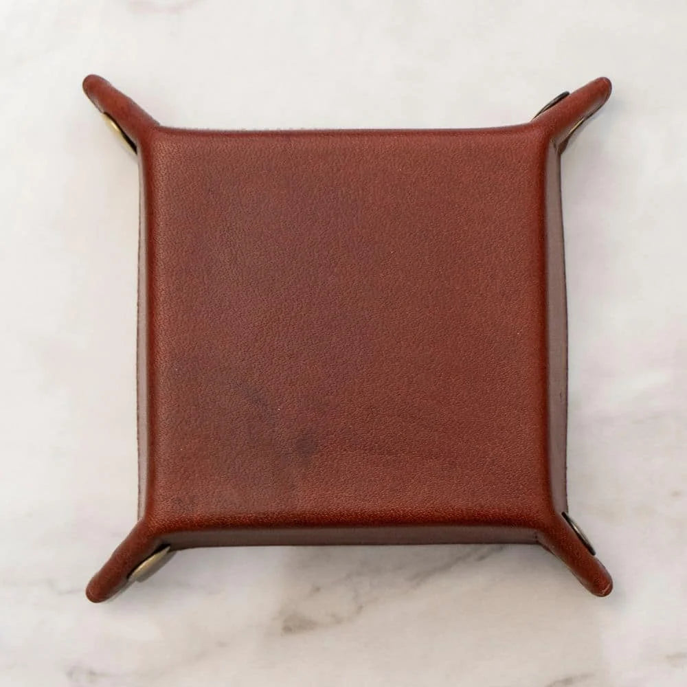 Leather Tidy Tray, brown, back