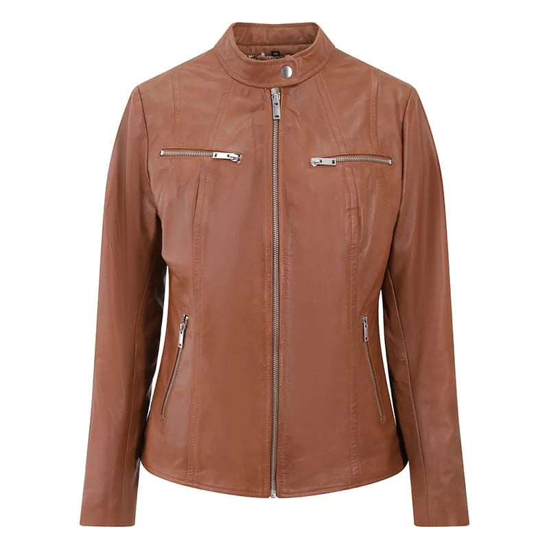 Wholesale Women's Leather Jacket Slim-Fit - %%sitename