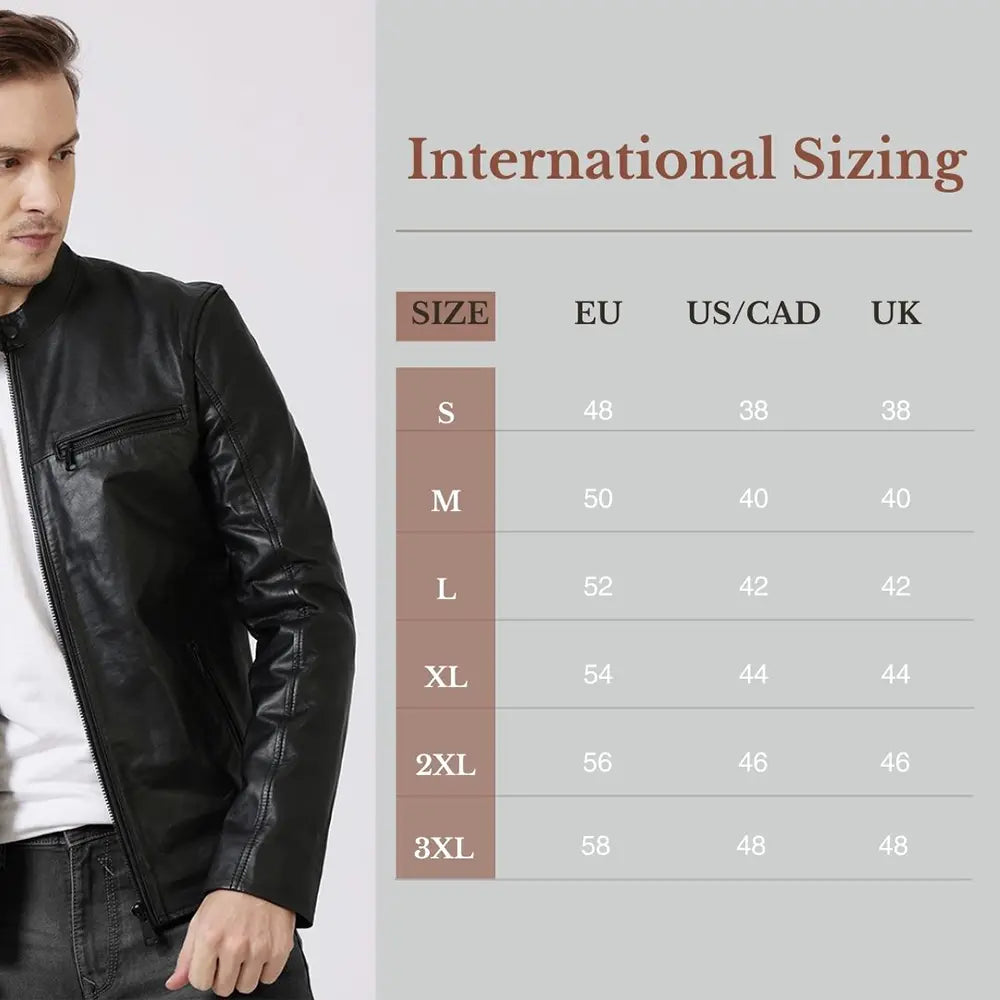 Men’s Racer Style Sheepskin Leather Jacket – George 6741 9