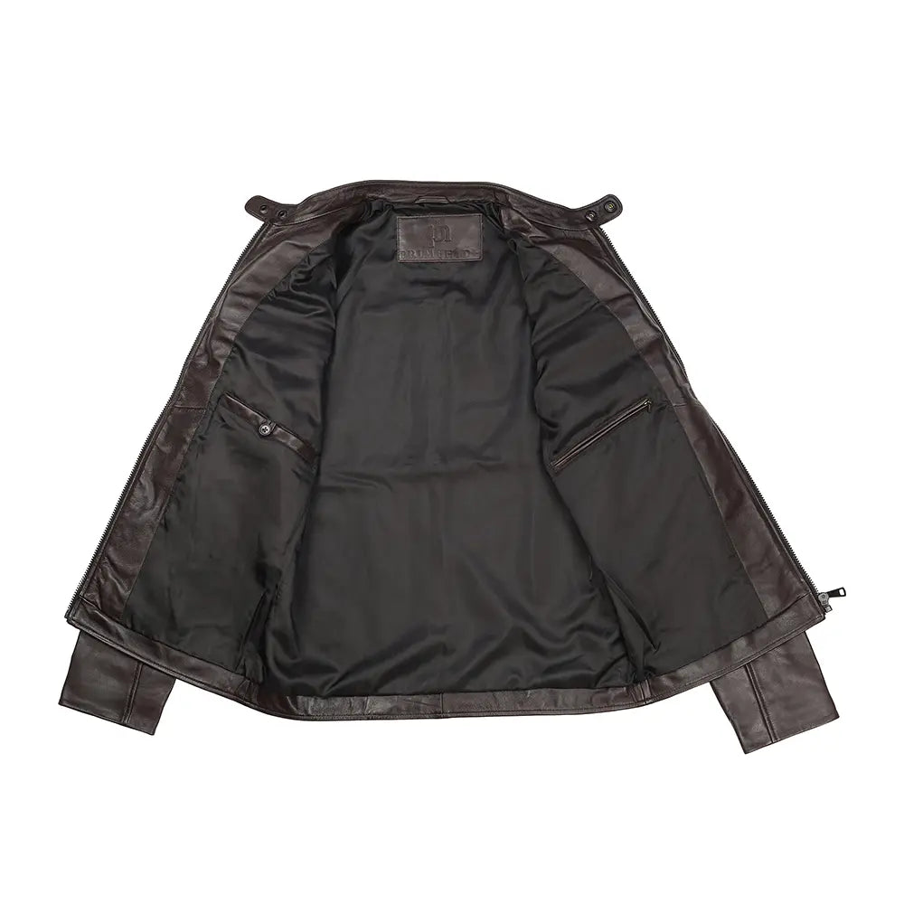 Men’s Racer Style Sheepskin Leather Jacket – George brown 6741 1