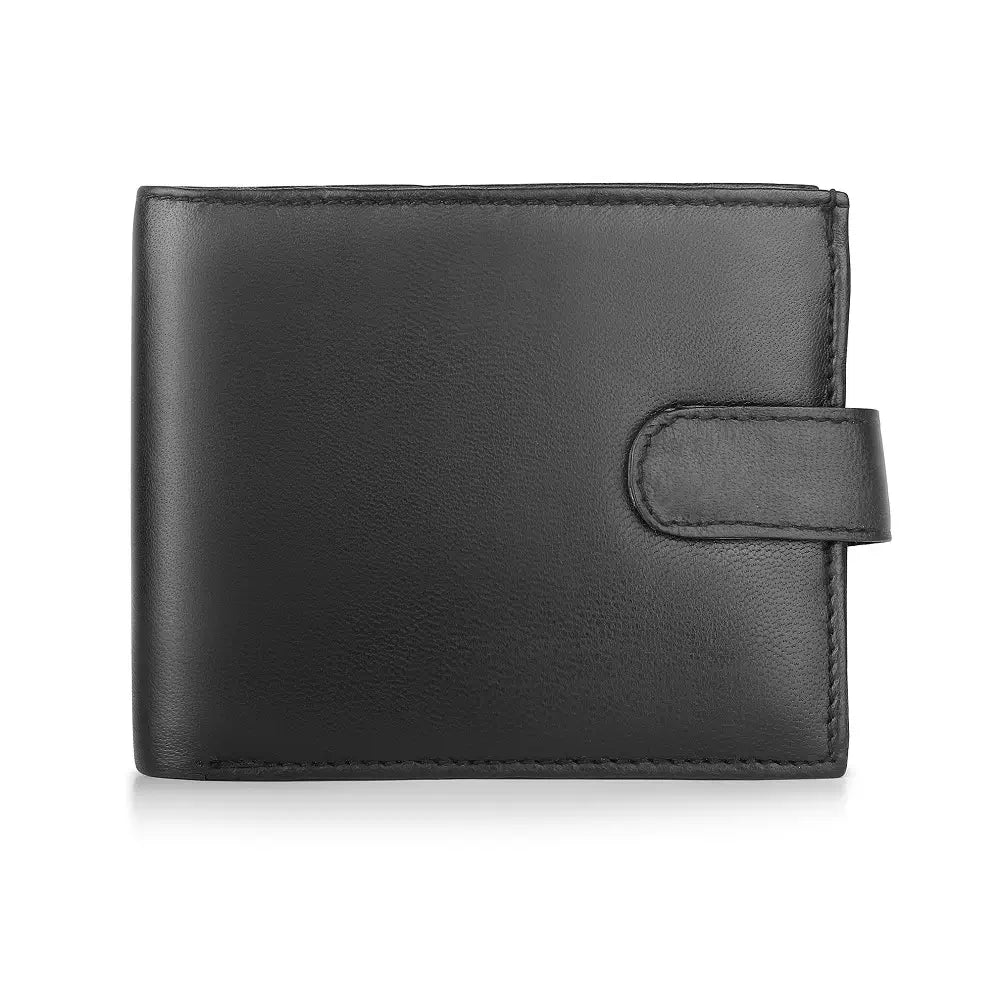 Front view of Basic Wallet Style 64 – bifold genuine leather RFID wallet with sleek design
