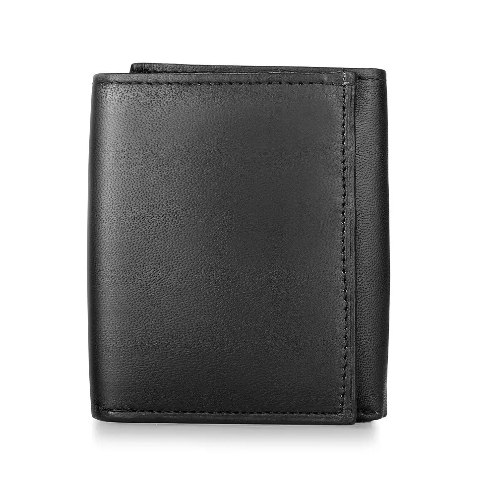 Front view of Basic Wallet Style 86 – RFID safe trifold leather wallet with smooth finish