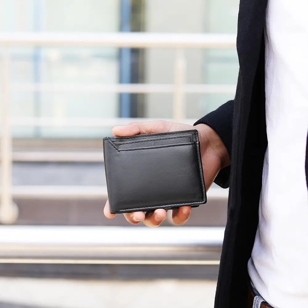 Black basic wallet with front slip pocket 100 03