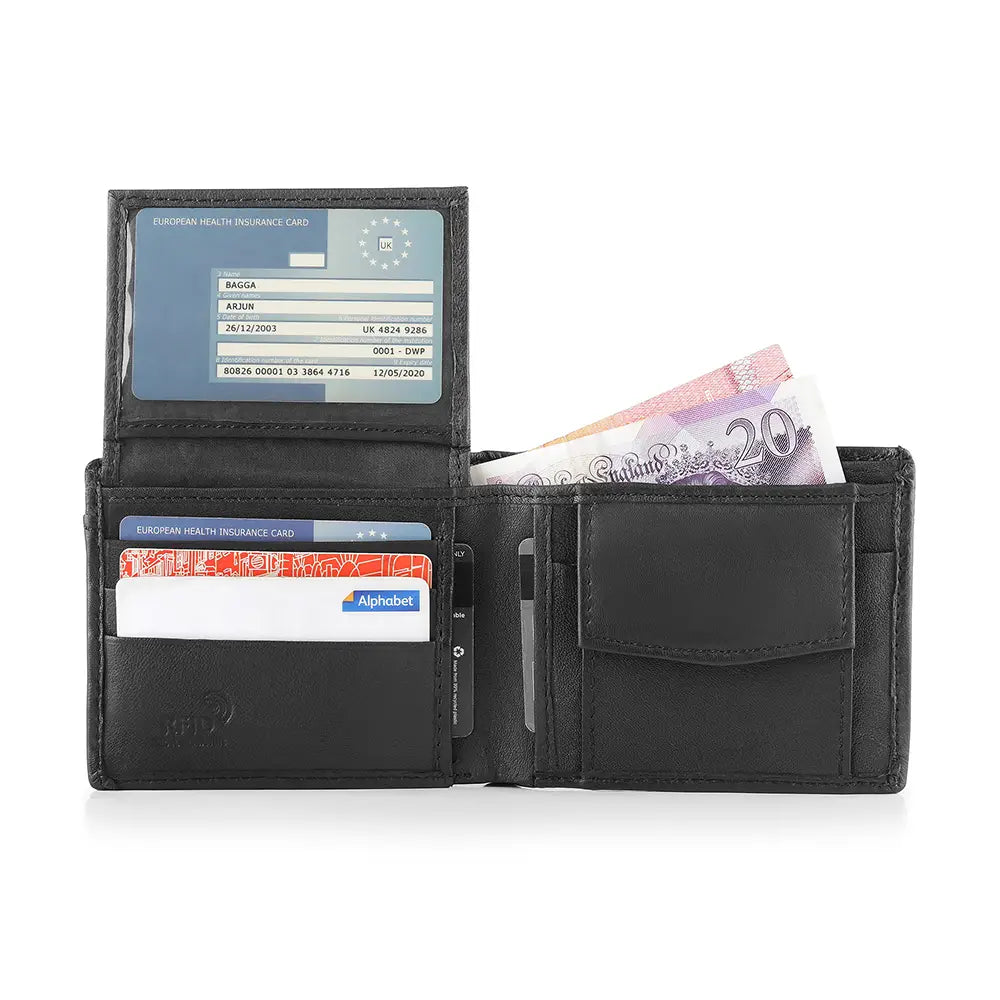 Black basic wallet with front slip pocket 100 06