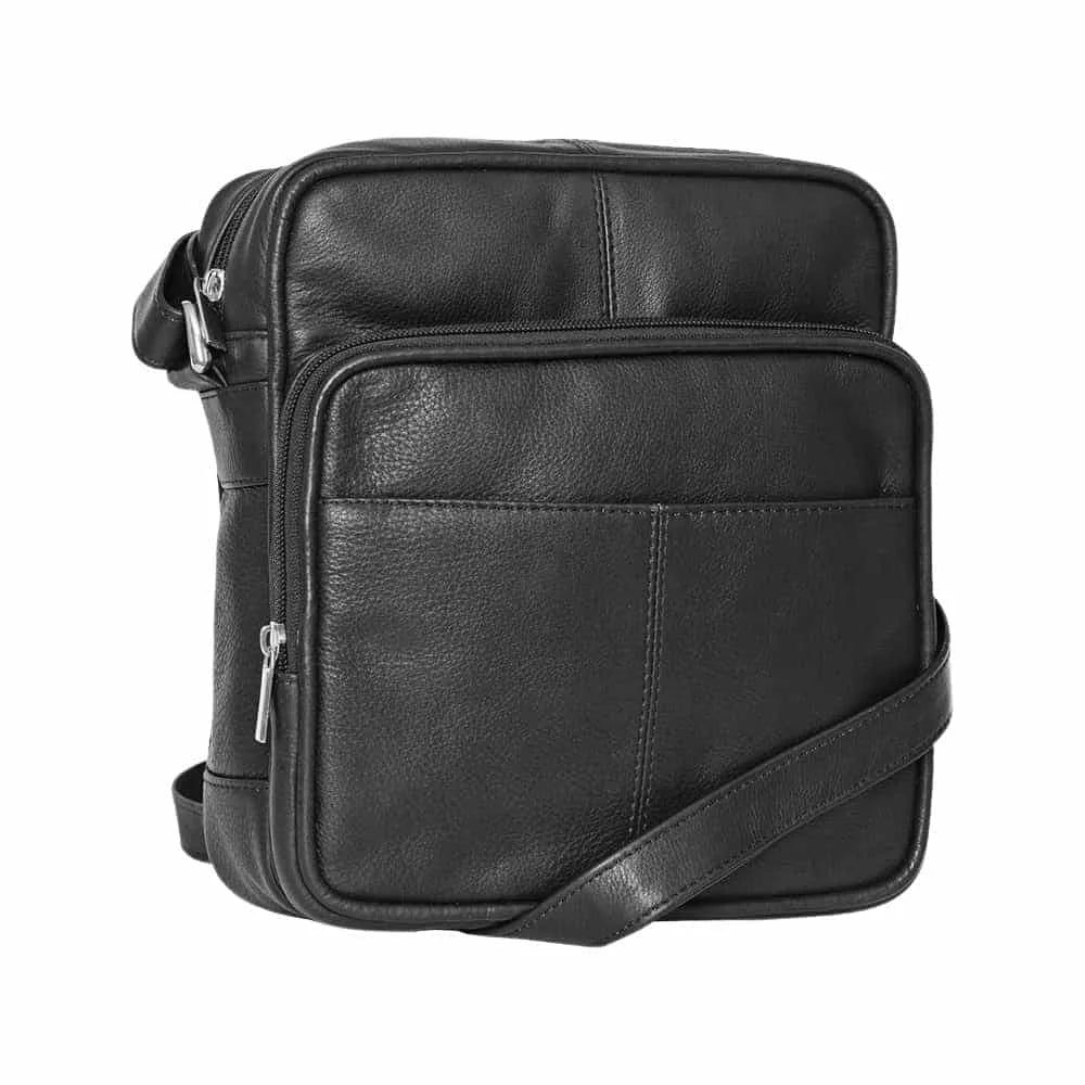 Ranger Leather Upcycled Crossbody Bag 1455, black front view