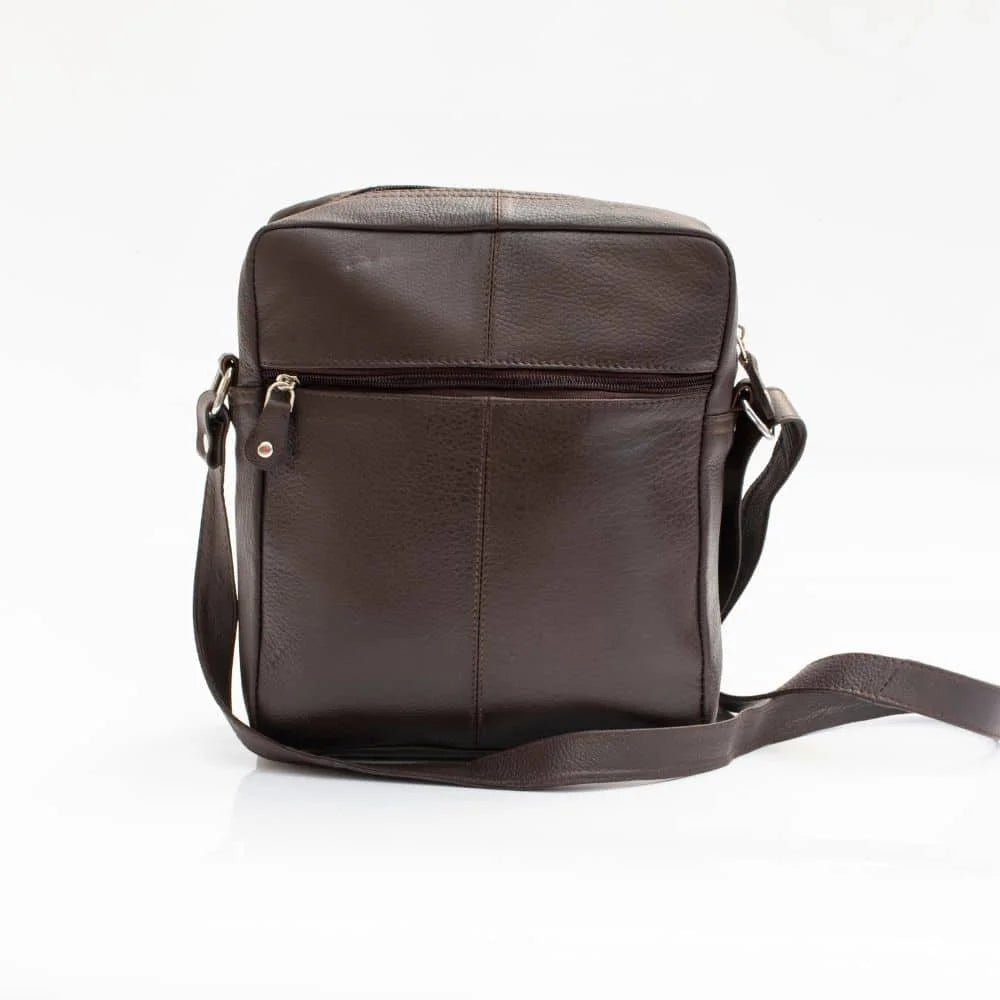 Ranger Leather Upcycled Crossbody Bag 1455 brown back view