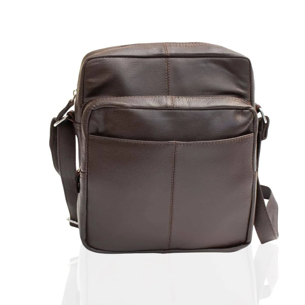 Ranger Leather Upcycled Crossbody Bag 1455, brown front