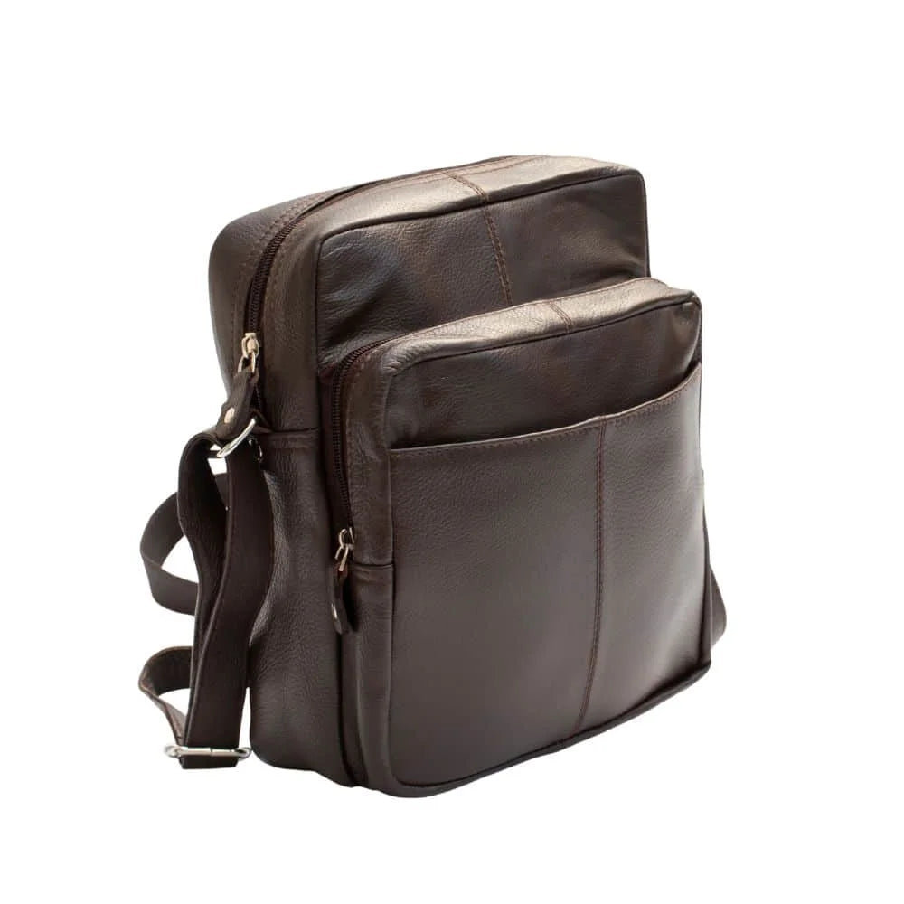 Ranger Leather Upcycled Crossbody Bag 1455, brown side view