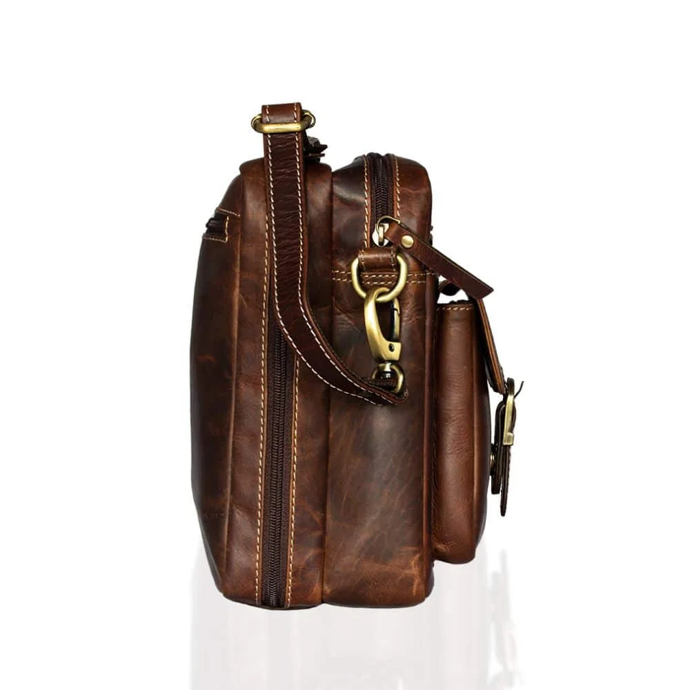 Leather Crossbody Messenger Bag, PRIMEHIDE Leather, side view 02