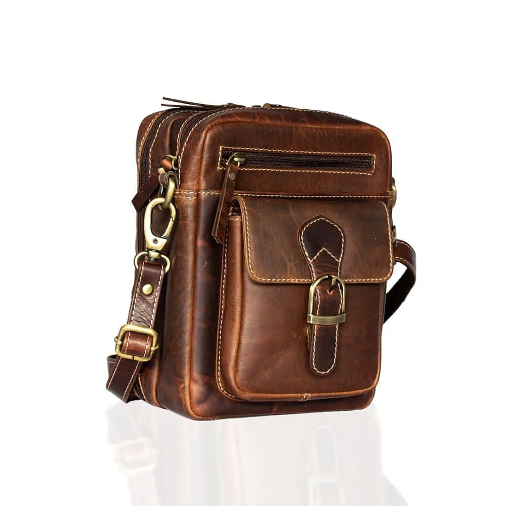 Leather Crossbody Messenger Bag, PRIMEHIDE Leather, side view