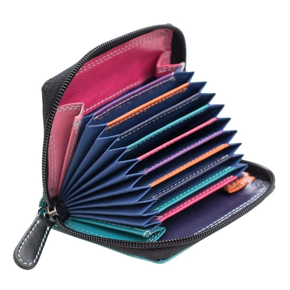 Blue- light blue Zip Around Card Holder Multi Colour 6091 London Collection