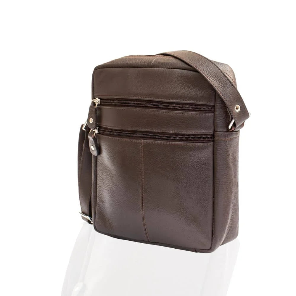 Ranger Leather Upcycled Crossbody Bag brown side view 02