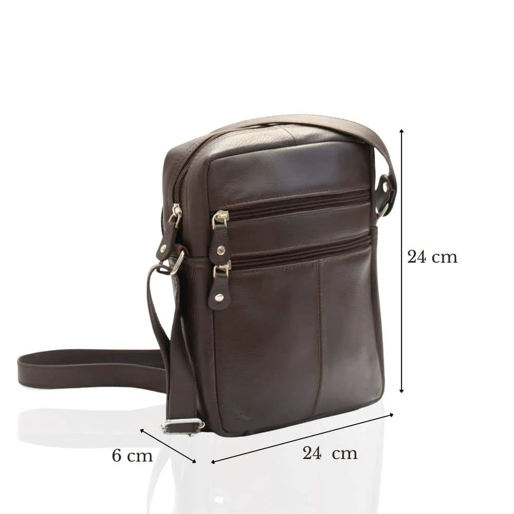 Ranger Leather Upcycled Crossbody Bag brown, side view