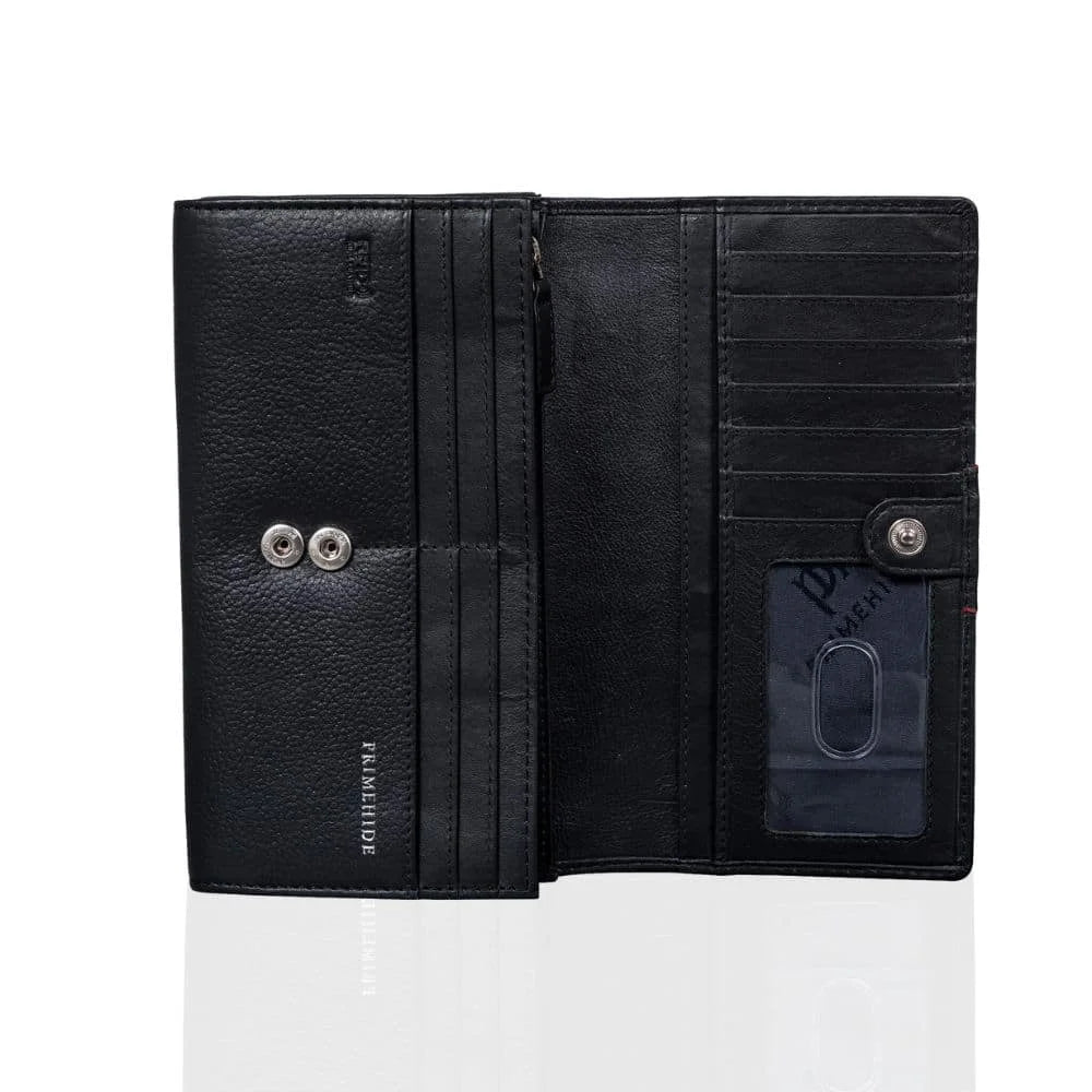 26089 Alice Black large Matinee Purse – Open – Double Button Closure