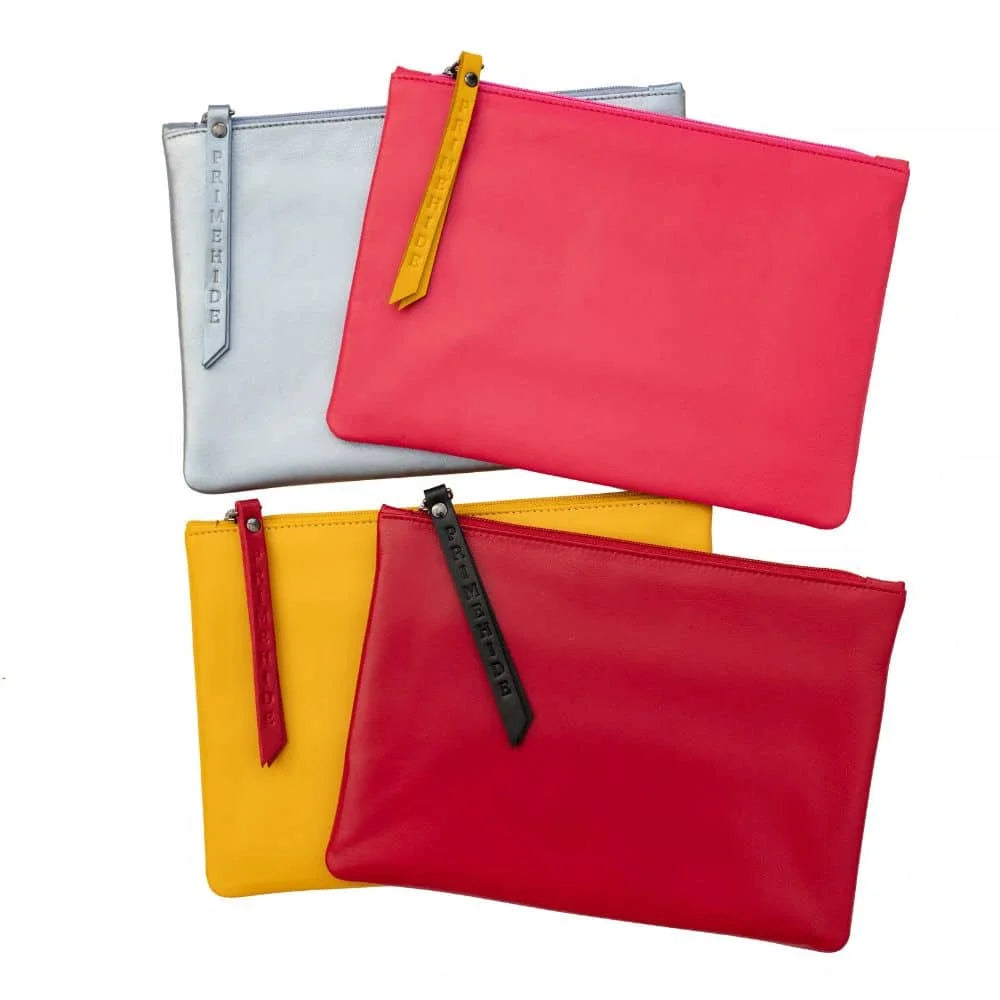 Large Size Leather Zip Pouch – 703RED