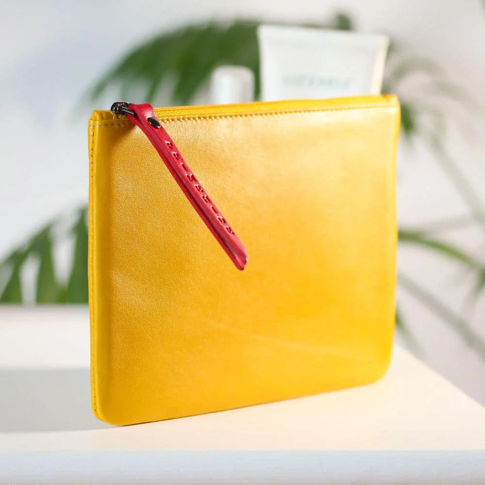 PRIMEHIDE Leather Zip Pouch Yellow 702 – 703