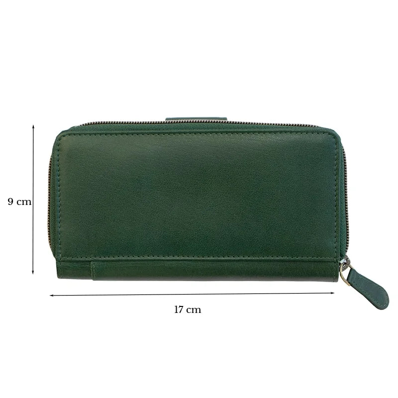 Velura Large zip around Bi fold Purse PRIMEHIDE – 21951FGRN-06