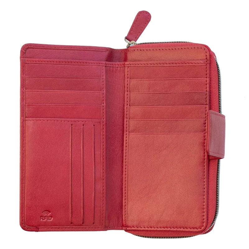 Velura Large zip around Bi fold Purse PRIMEHIDE – 21951RED-02