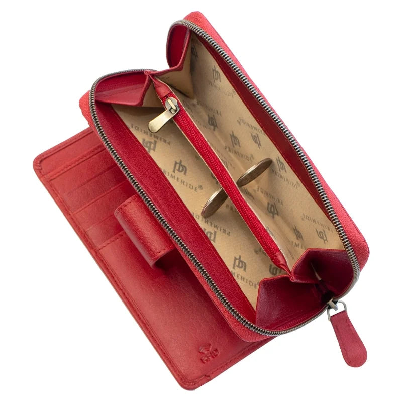 Velura Large zip around Bi fold Purse PRIMEHIDE – 21951RED-04