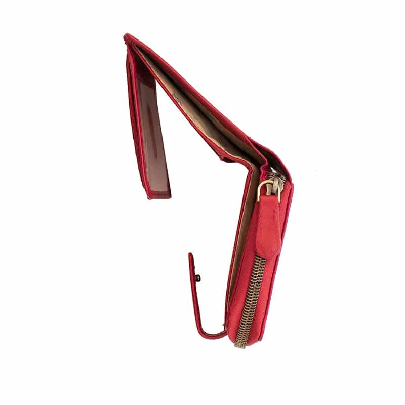 Velura Medium zip around Tri fold Purse PRIMEHIDE – 21952RED-07