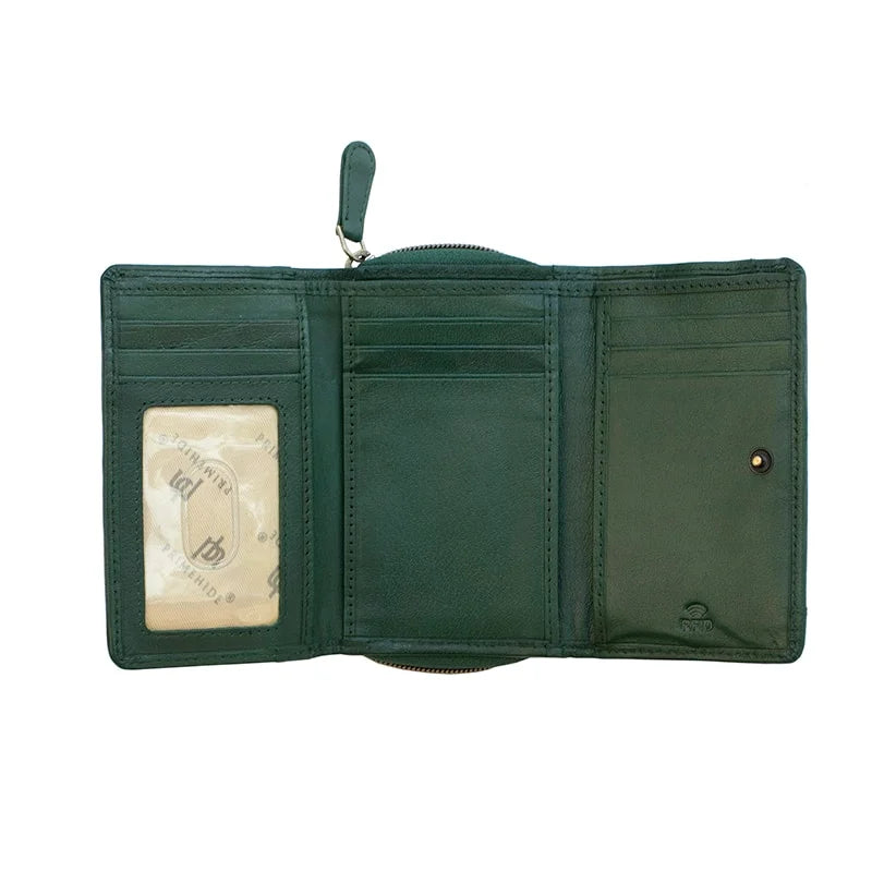 Velura Small zip around Tri fold Purse – PRIMEHIDE – 21953TURQ