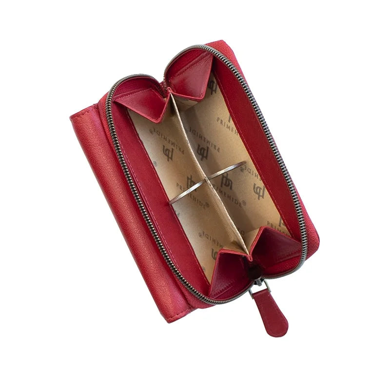 Velura Small zip around Tri fold Purse – PRIMEHIDE – 21953RED-02