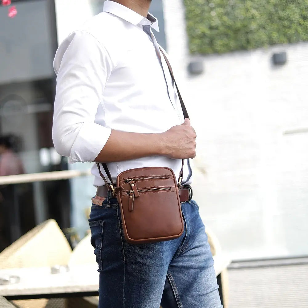 Leather Crossbody Flight Bag Milano- 2