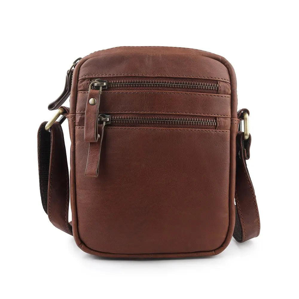 Leather Crossbody Flight Bag Milano- 4
