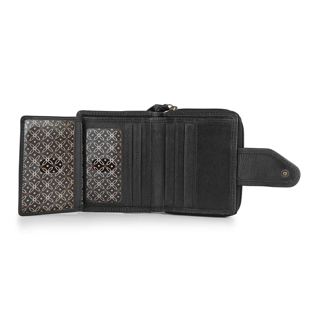 Black Selena Small Trifold Purse Washed Cancun 1265 05