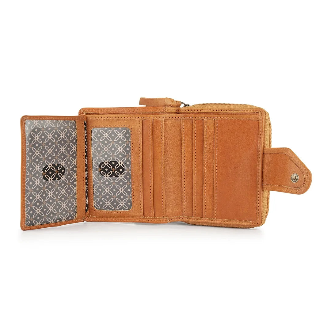 Cognac Selena Small Trifold Purse Washed Cancun 1265 05