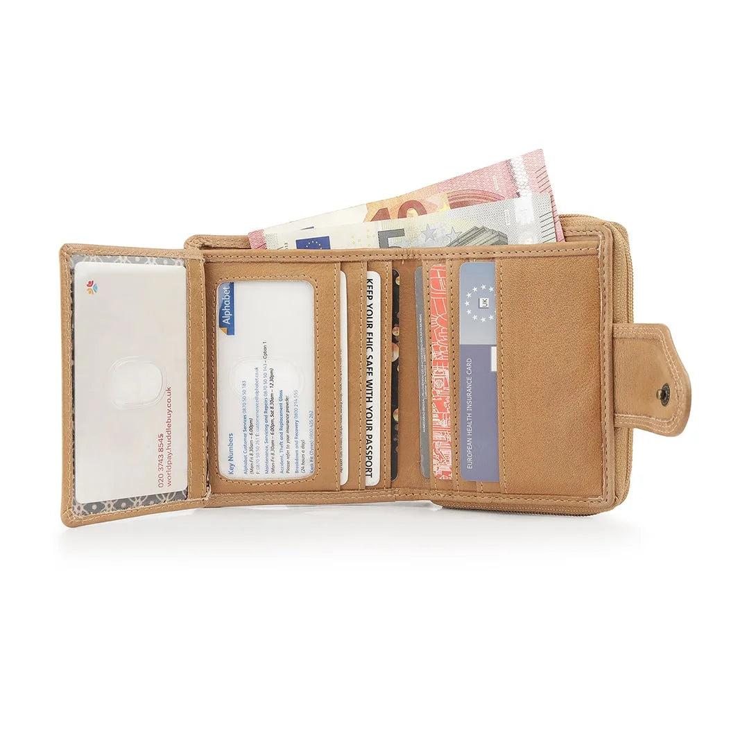 Sand Selena Small Trifold Purse Washed Cancun 1265 05