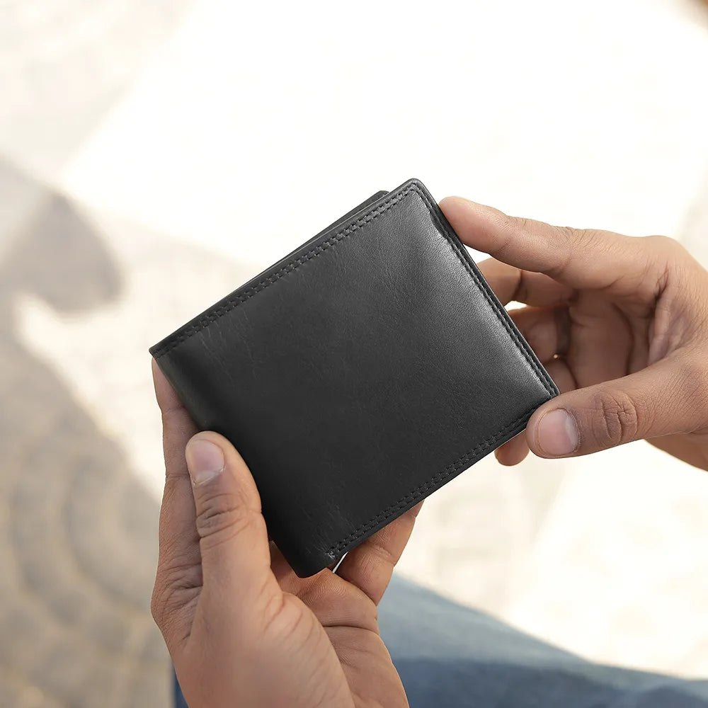 Leon Bifold Wallet Herringbone Lining – 5702 Black 07