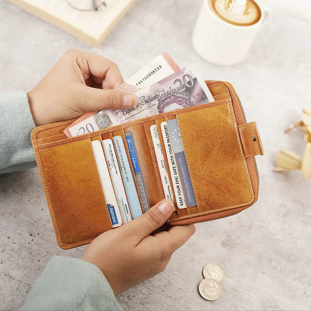 Medium Bifold Purse Tan – Anya 25714 05