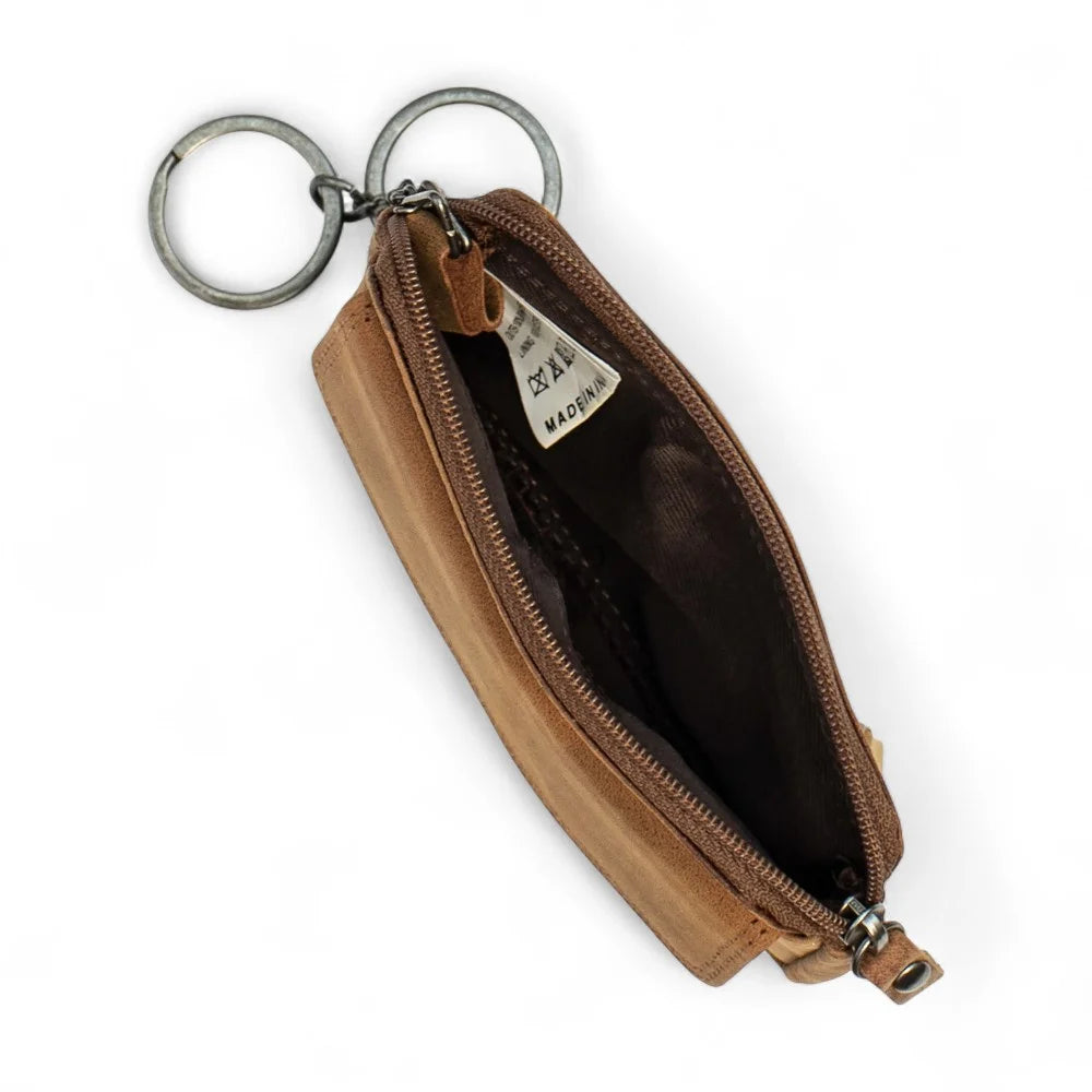 Hunter Leather Cardholder 1007 Galaxy Brown open zip pocket