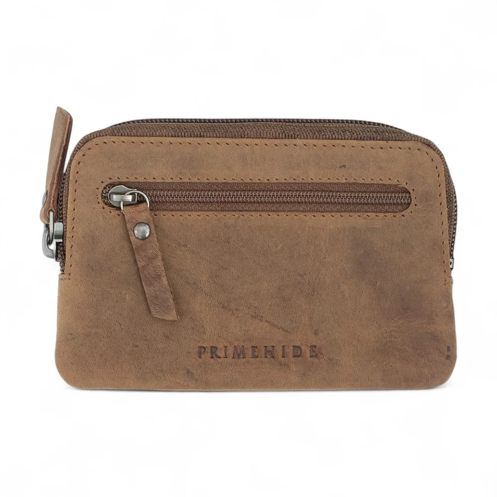 Buff Leather Zip Key & Coin Case – Galaxy 1008 front