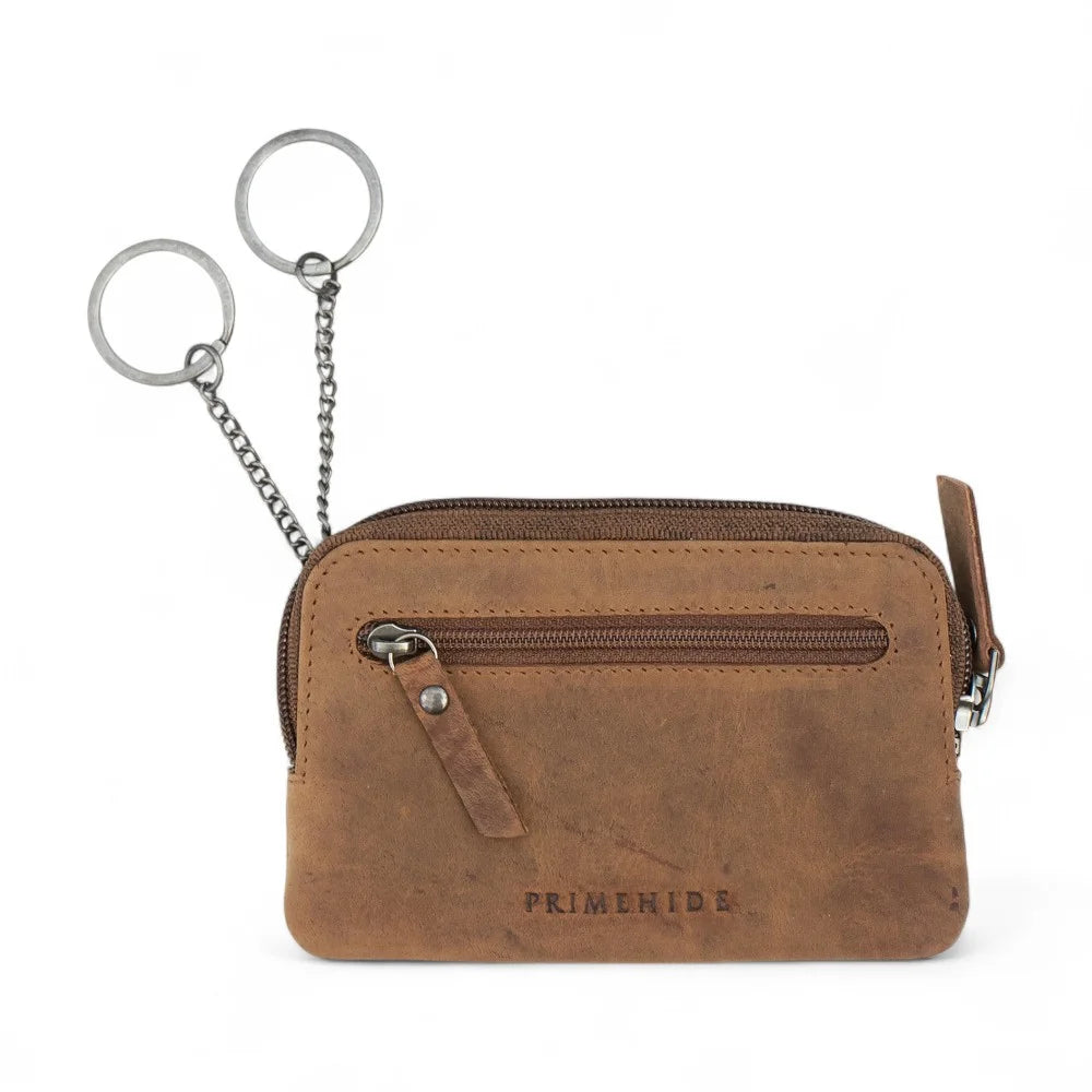 Buff Leather Zip Key & Coin Case – Galaxy 1008 front