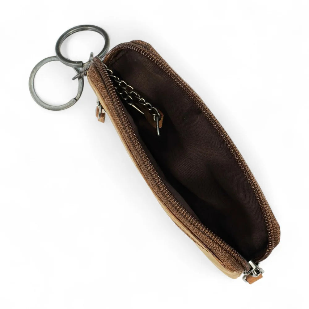 Buff Leather Zip Key & Coin Case – Galaxy 1008