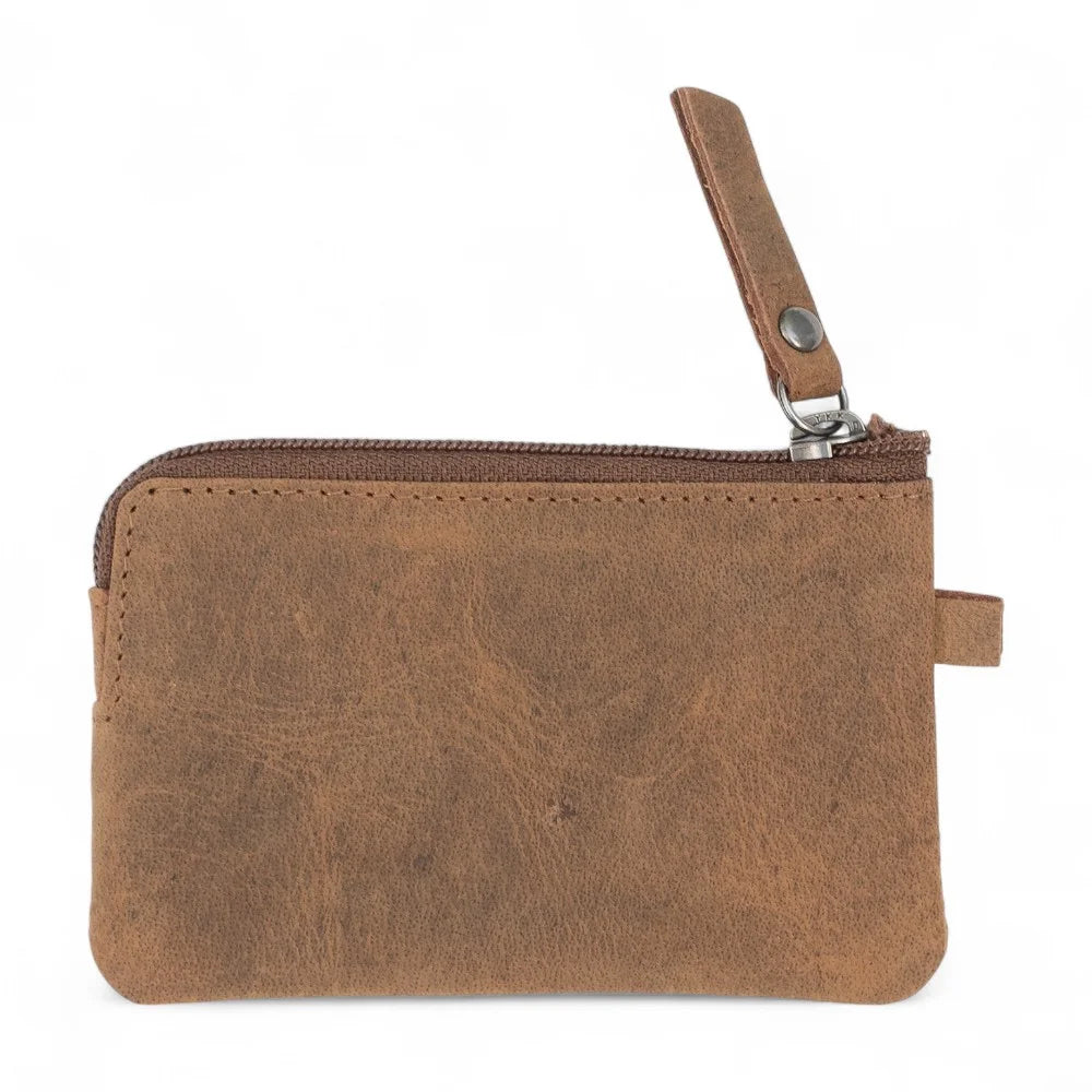 Buff Leather Mini Zip Key & Coin Case – Galaxy 1009 back