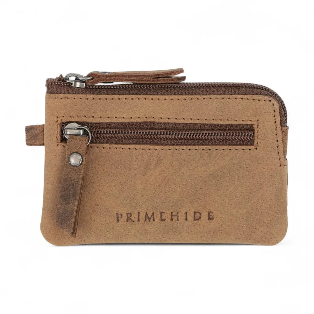 Buff Leather Mini Zip Key & Coin Case – Galaxy 1009 front
