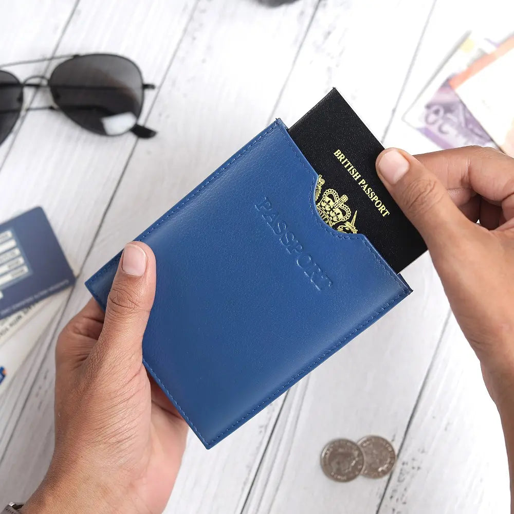 Passport Cover RFID Safe Blue-4