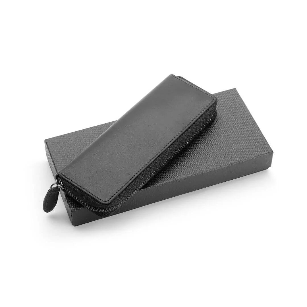 Black Leather Zipped Pen Case Mayfair 2517