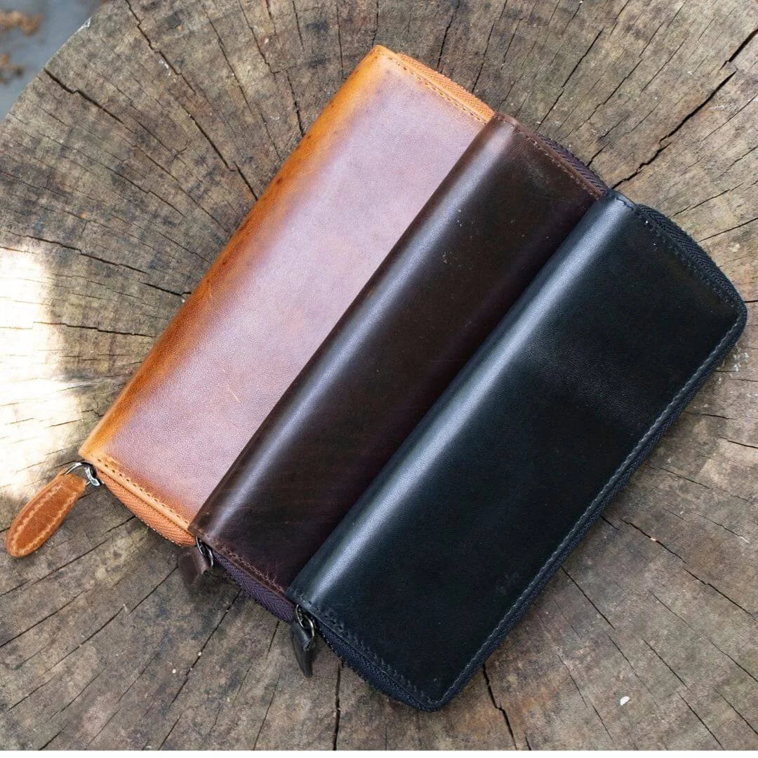 Tan Leather Zipped Pen Case Mayfair 2517 (2)