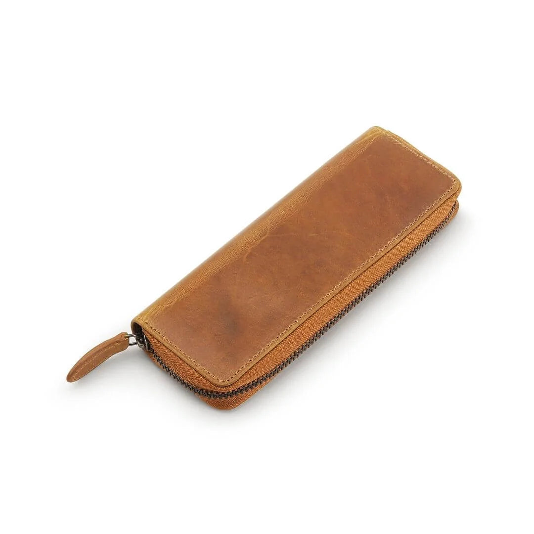 Tan Leather Zipped Pen Case Mayfair 2517 (2)
