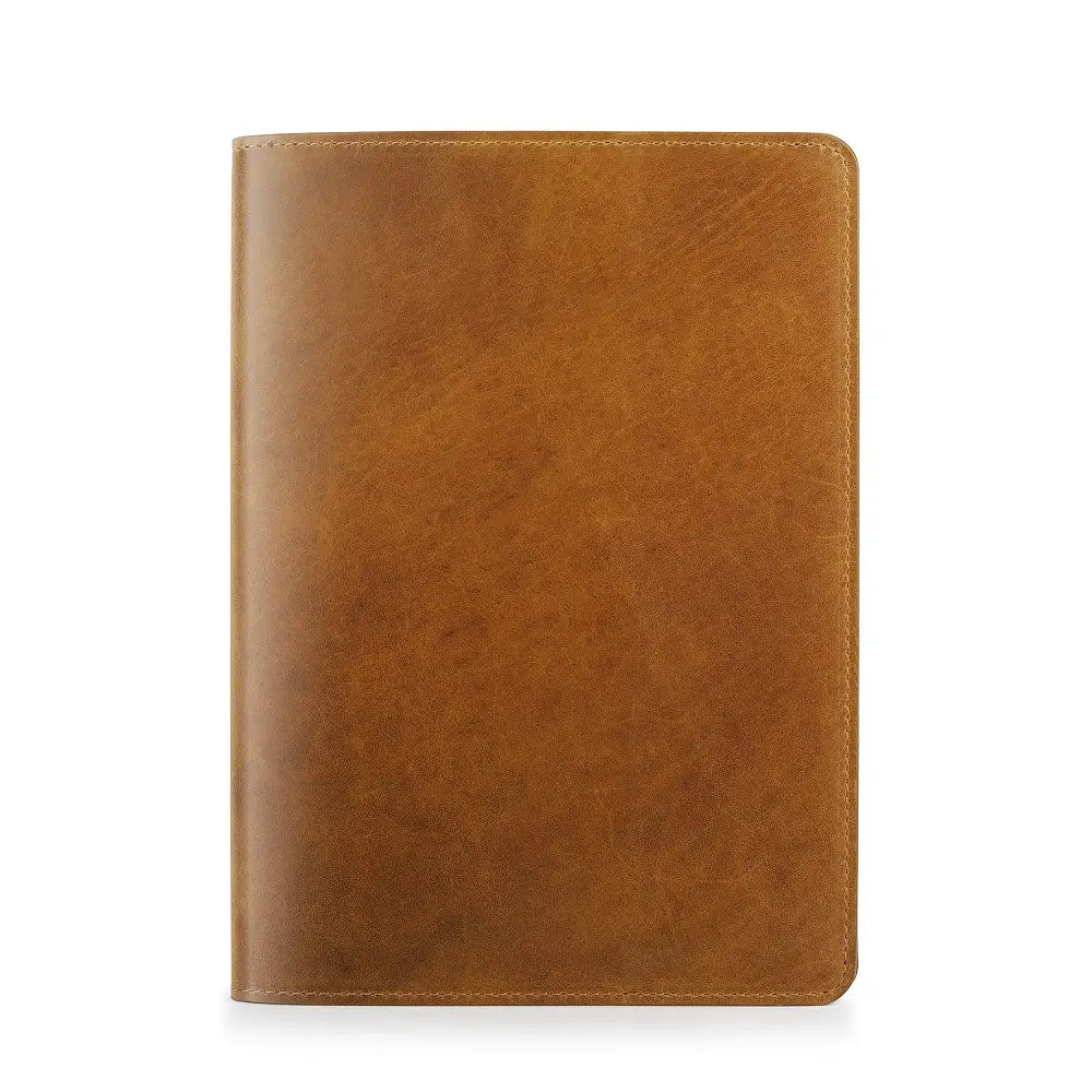 Front view of the Tan Leather Diary Cover Mayfair 2519 made from genuine oiled leather with a warm, natural finish.