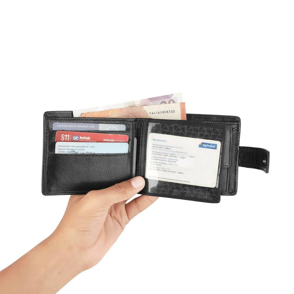 Black Leather Bifold Flip Up Wallet Hudson 5400 (2)