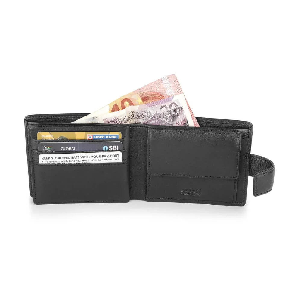 Black Leather Bifold Flip Up Wallet Hudson 5400 (4)