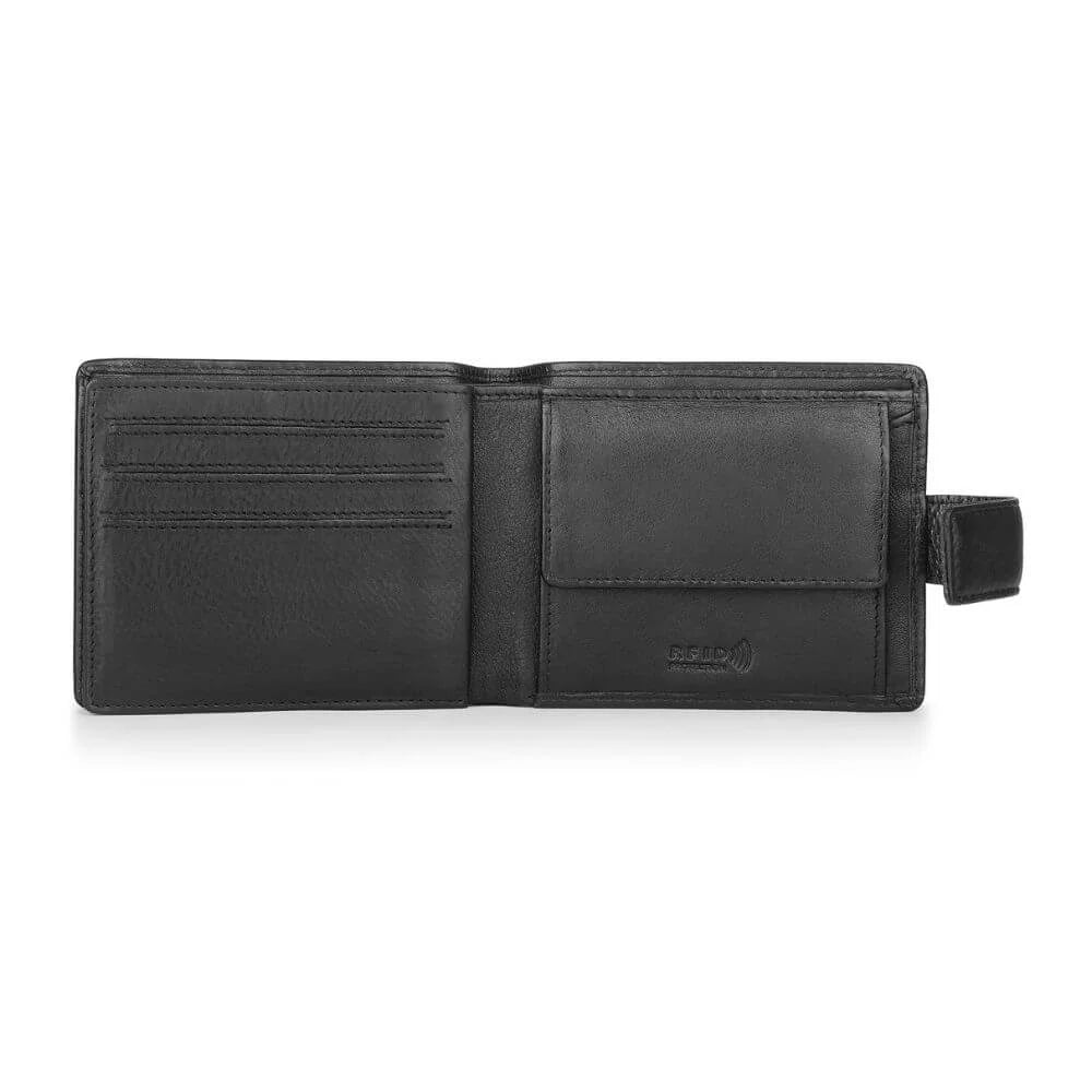 Black Leather Bifold Flip Up Wallet Hudson 5400 (6)
