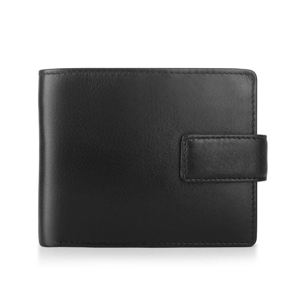 Black Leather Bifold Flip Up Wallet Hudson 5400