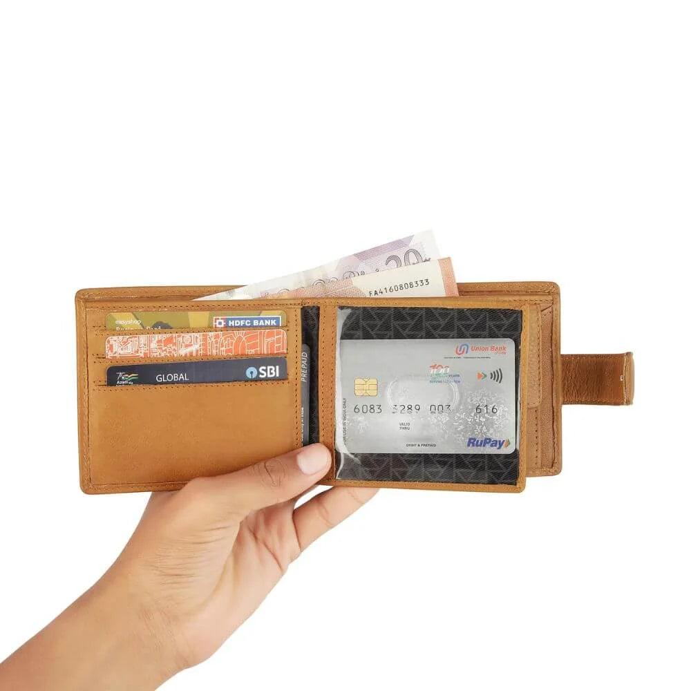 Cognac Leather Bifold Flip Up Wallet Hudson 5400 (2)